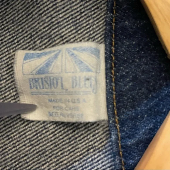 Y2K Vintage  Denim Trucker Jacket S Blue Hand Painted USA - Picture 9 of 10